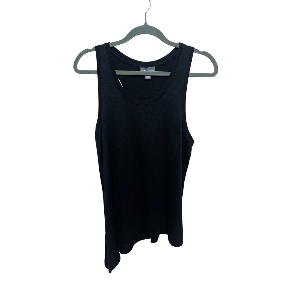 Market & Spruce Black Knit Racerback Tank Top Side Tie Detail Size S-Athleisure
